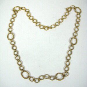 Vintage Ralph Lauren Lauren Gold Tone Twisted Oval Link Chain Necklace Texture